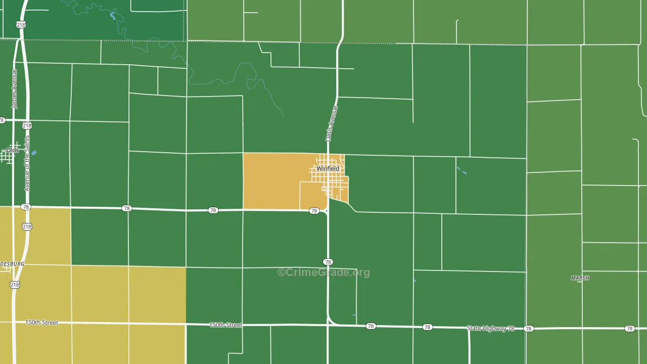 Winfield, IA Map of Drug-Related Crime Rates