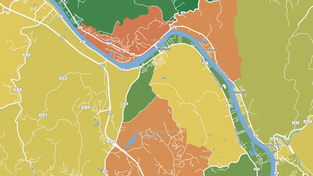 Winfield, WV Map of Drug-Related Crime Rates