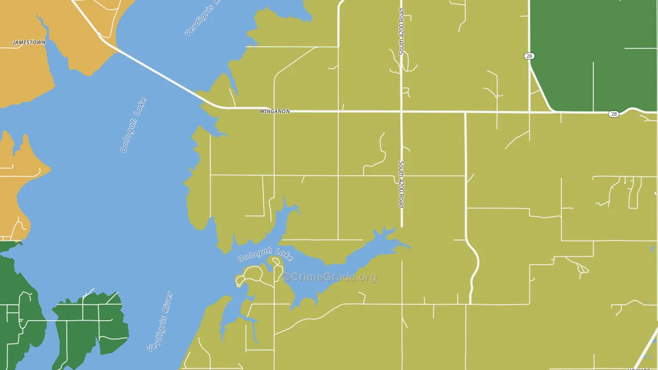 Winganon, OK Map of Drug-Related Crime Rates