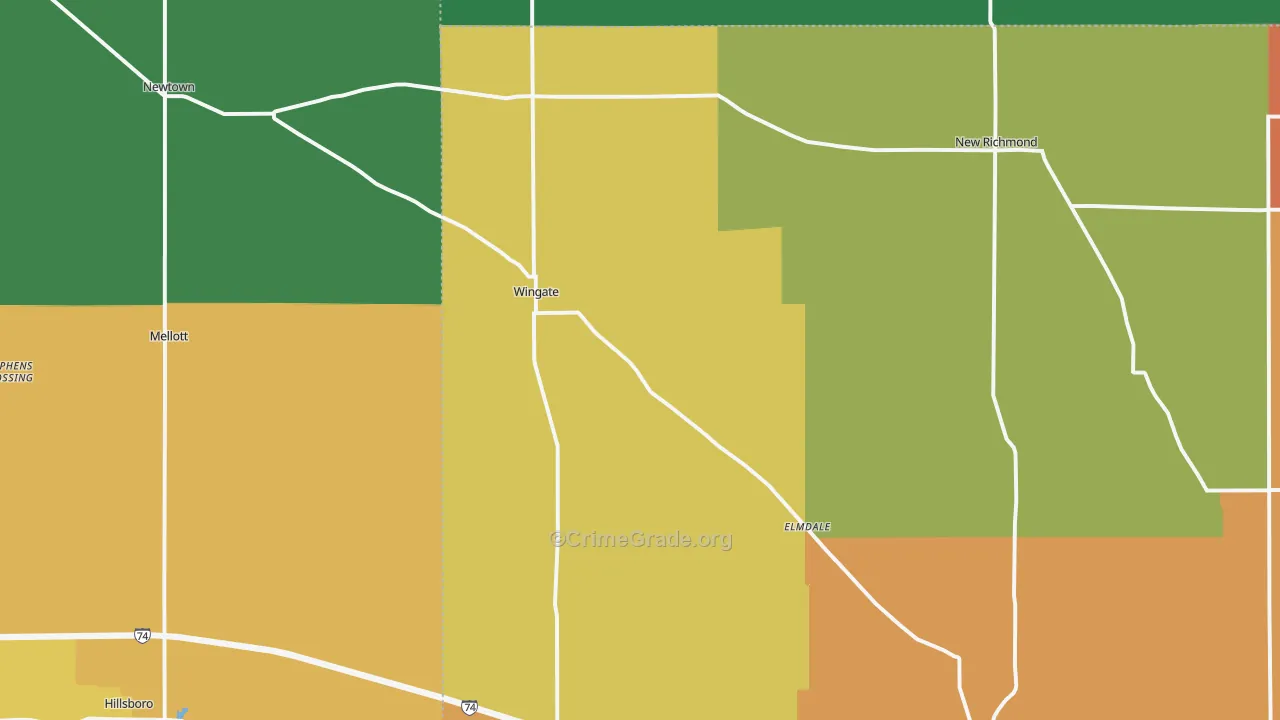 Wingate, IN Map of Drug-Related Crime Rates