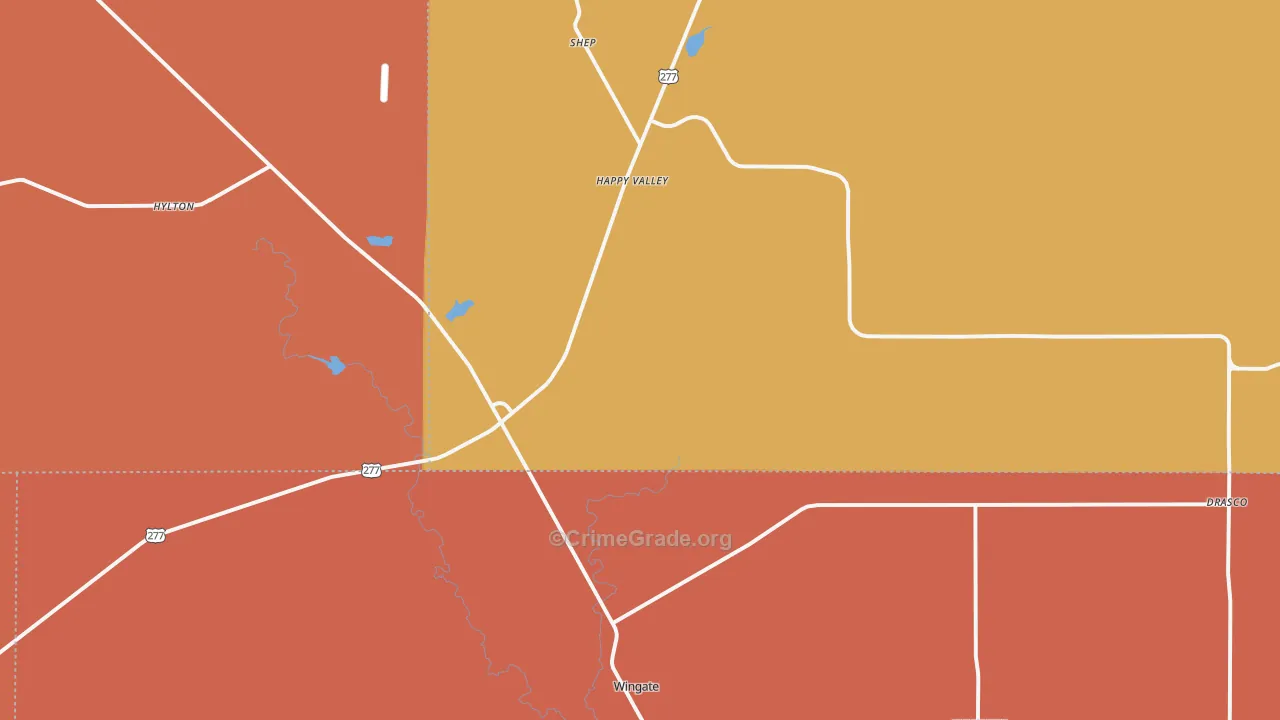 Wingate, TX Map of Drug-Related Crime Rates