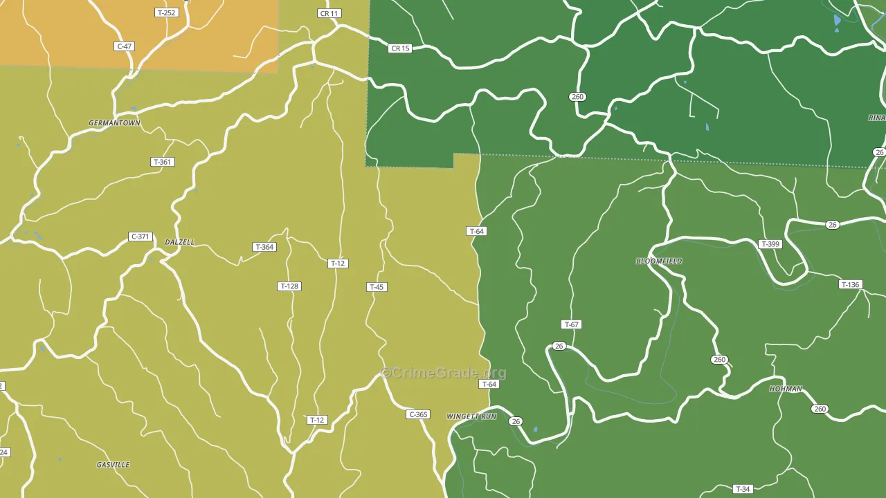 Wingett Run, OH Map of Drug-Related Crime Rates