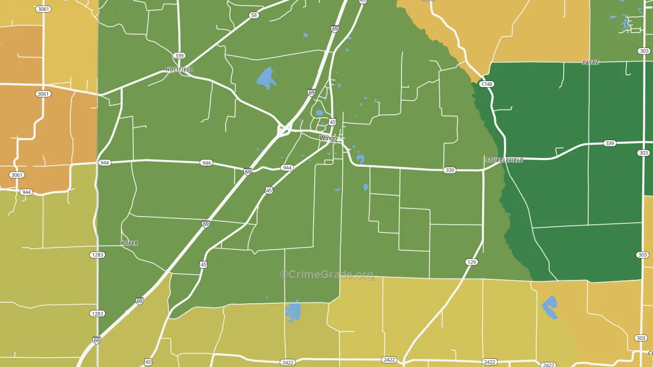 Wingo, KY Map of Drug-Related Crime Rates