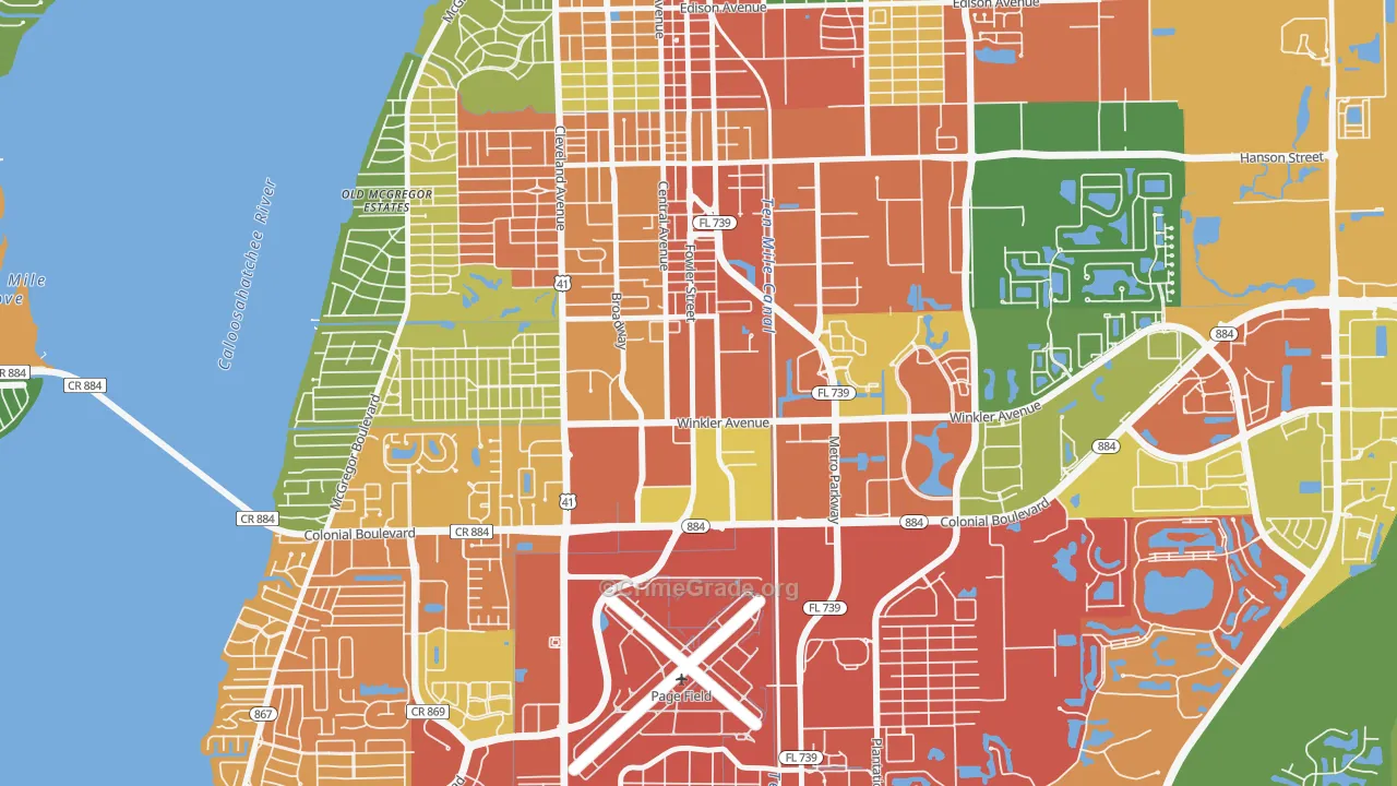 Winkler Safe Neighborhood, Fort Myers, FL Map of Drug-Related Crime Rates
