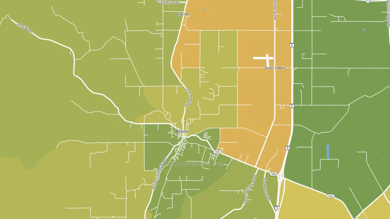 Winlock, WA Map of Drug-Related Crime Rates