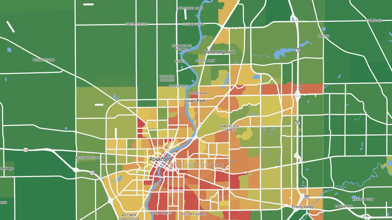 Winnebago County, IL Map of Drug-Related Crime Rates