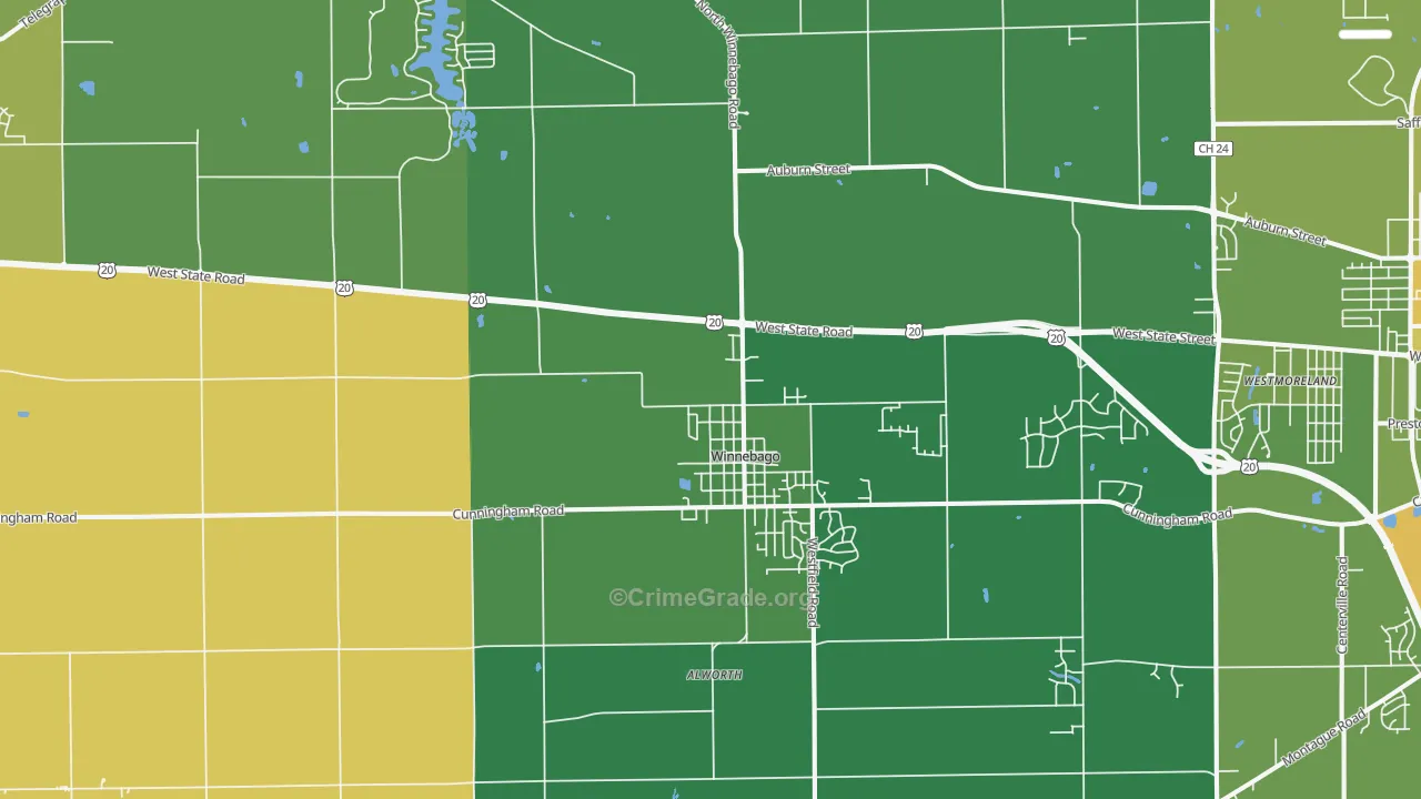 Winnebago, IL Map of Drug-Related Crime Rates