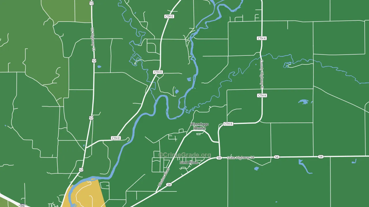 Winnebago Mission, WI Map of Drug-Related Crime Rates