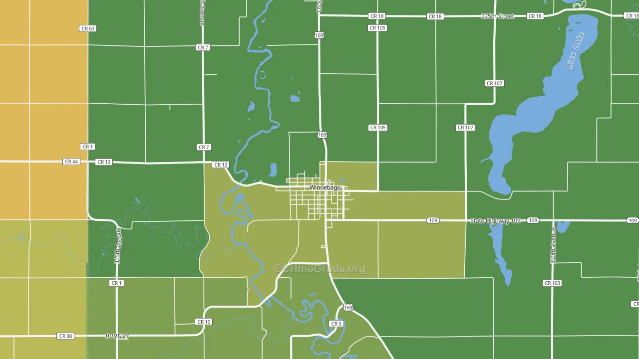 Winnebago, MN Map of Drug-Related Crime Rates