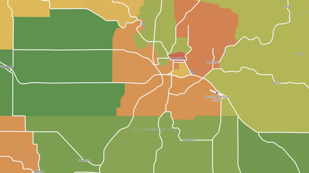Winneshiek County, IA Map of Drug-Related Crime Rates