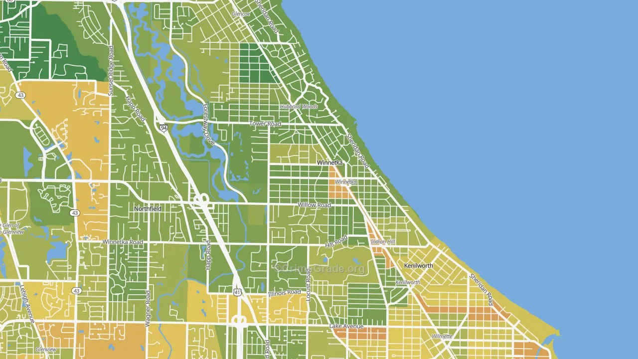 Winnetka, IL Map of Drug-Related Crime Rates