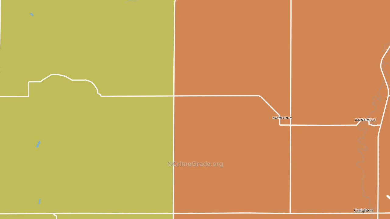 Winnetoon, NE Map of Drug-Related Crime Rates
