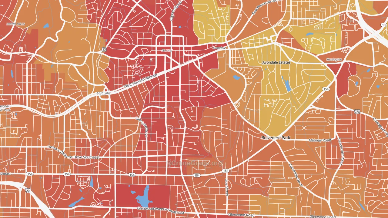 Winnona Park, Decatur, GA Map of Drug-Related Crime Rates