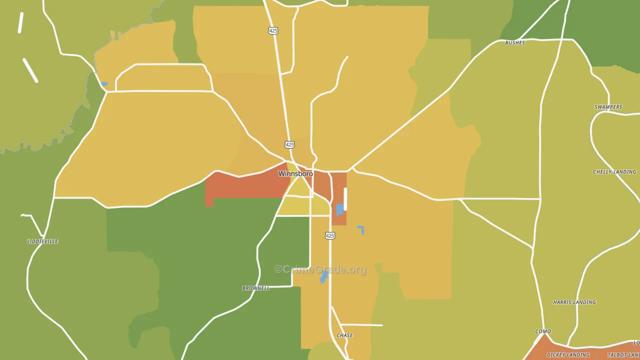 Winnsboro, LA Map of Drug-Related Crime Rates