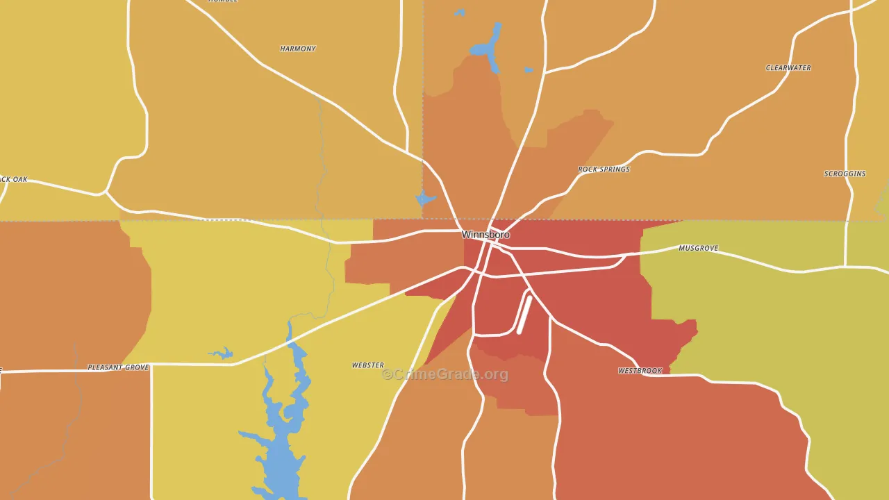 Winnsboro, TX Map of Drug-Related Crime Rates