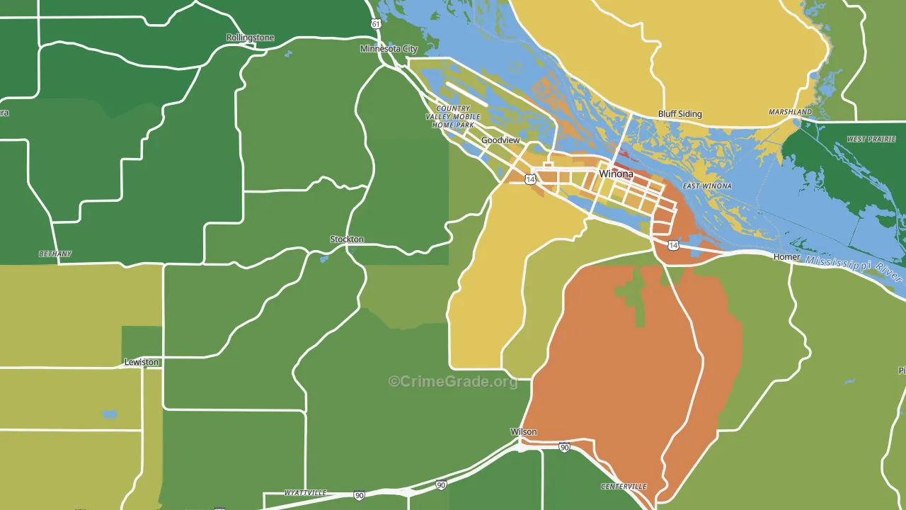 Winona County, MN Map of Drug-Related Crime Rates