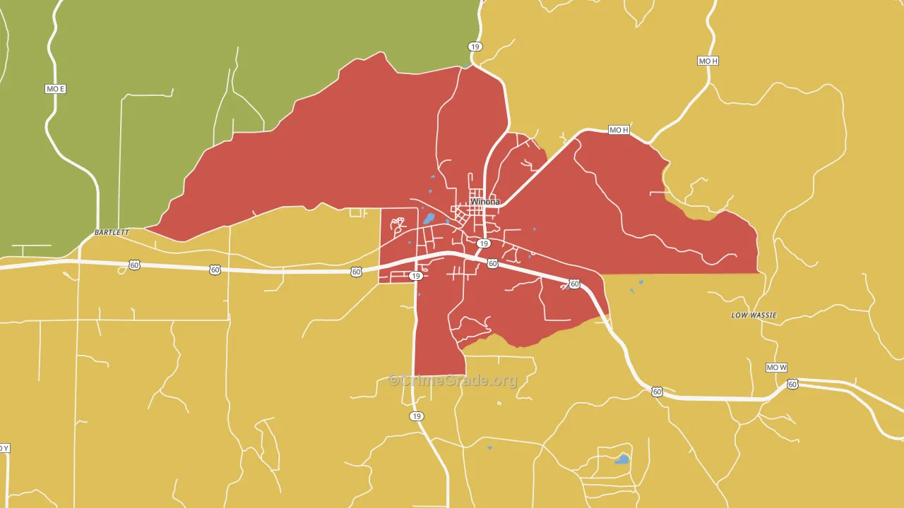 Winona, MO Map of Drug-Related Crime Rates
