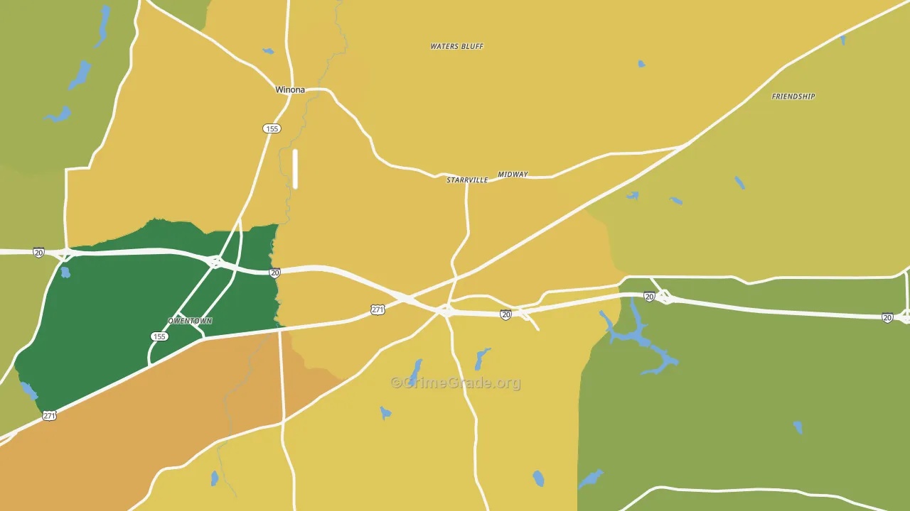 Winona, TX Map of Drug-Related Crime Rates