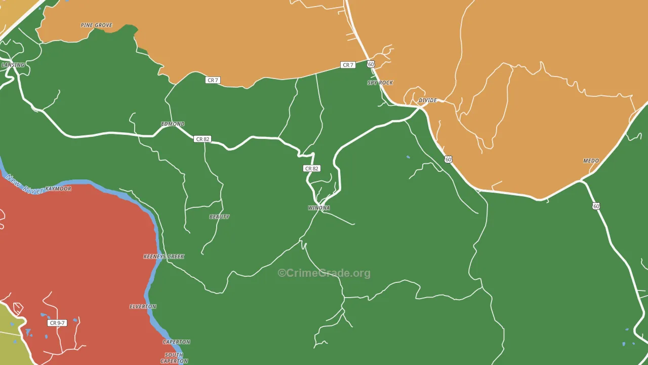 Winona, WV Map of Drug-Related Crime Rates