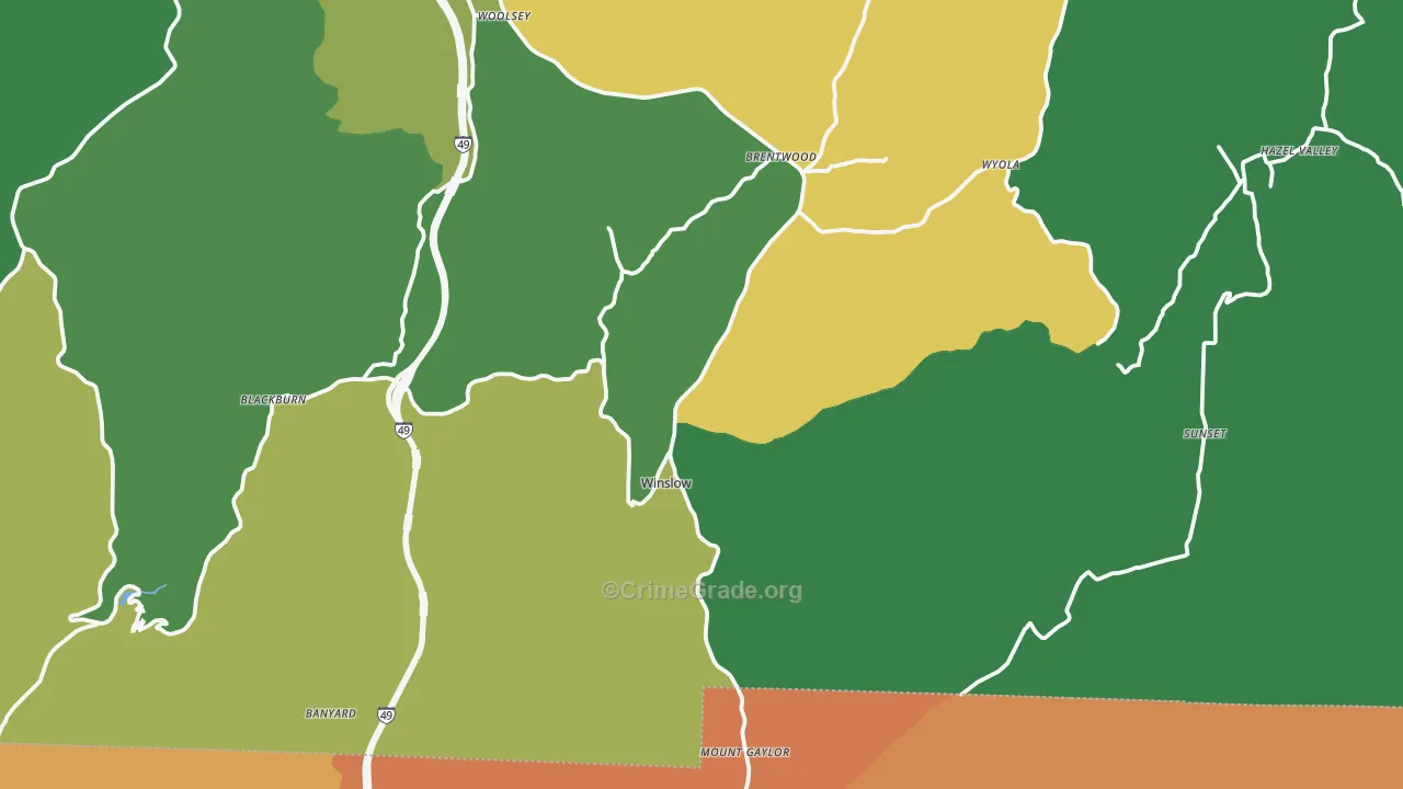 Winslow, AR Map of Drug-Related Crime Rates