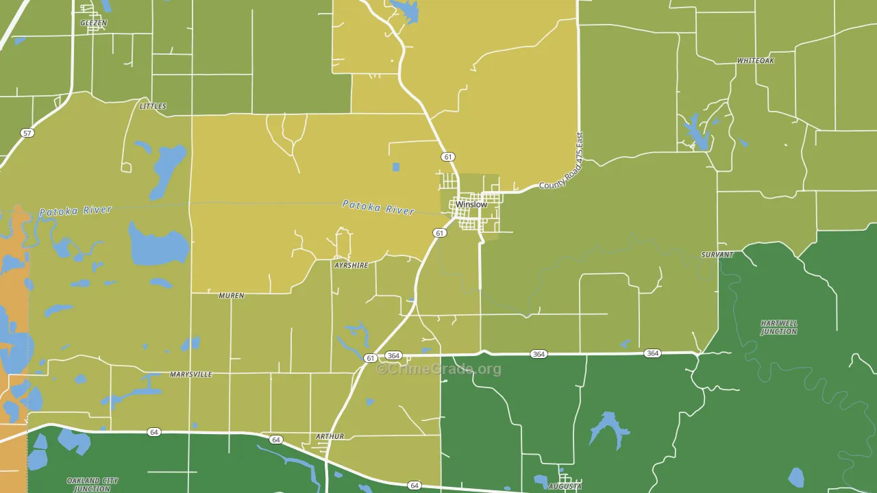 Winslow, IN Map of Drug-Related Crime Rates
