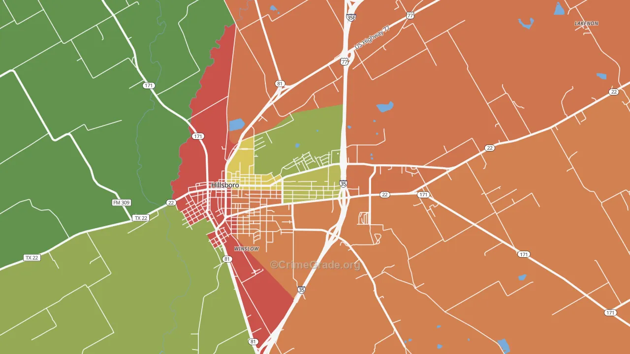 Winslow, TX Map of Drug-Related Crime Rates