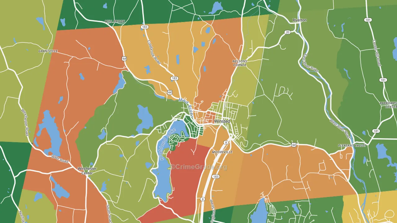 Winsted, CT Map of Drug-Related Crime Rates
