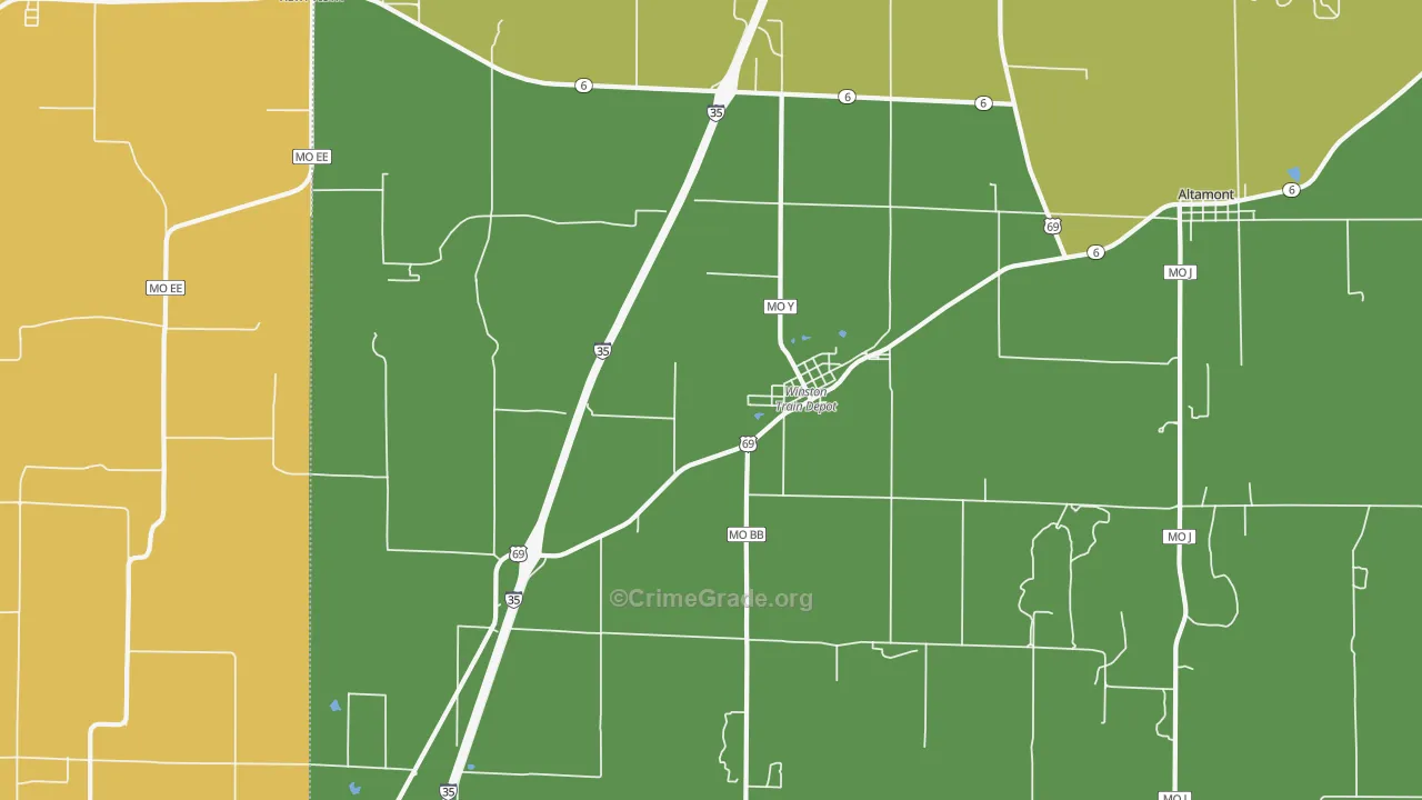 Winston, MO Map of Drug-Related Crime Rates