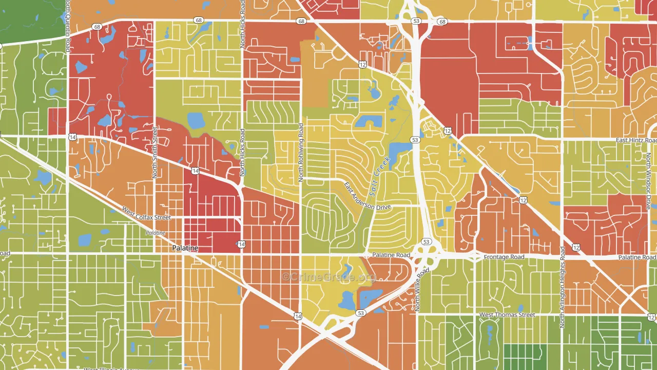 Winston Park, Palatine, IL Map of Drug-Related Crime Rates