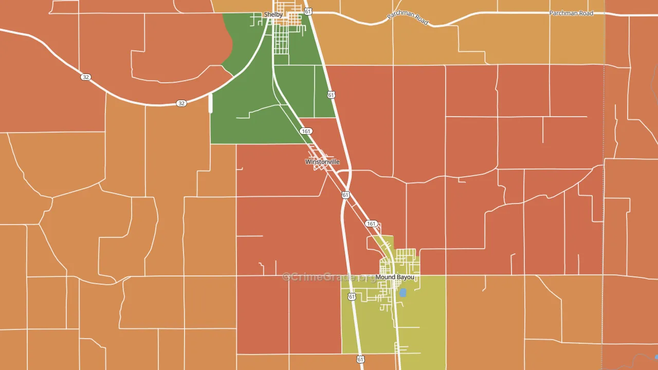 Winstonville, MS Map of Drug-Related Crime Rates