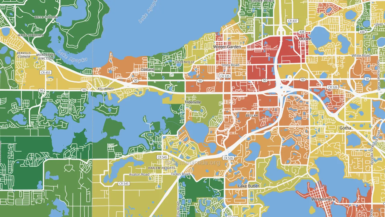Winter Garden, FL Map of Drug-Related Crime Rates