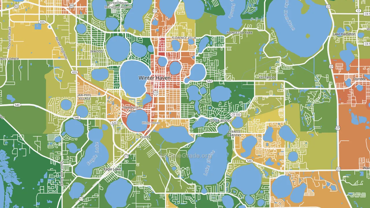 Winter Haven, FL Map of Drug-Related Crime Rates