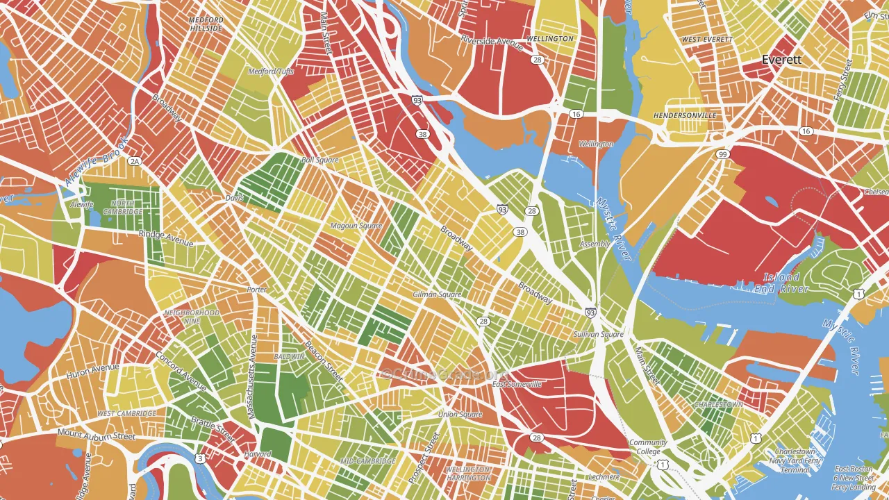 Winter Hill, Somerville, MA Map of Drug-Related Crime Rates
