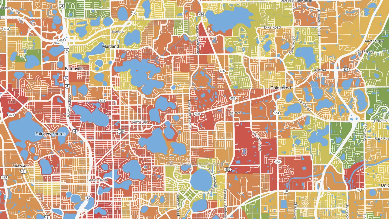 Winter Park, FL Map of Drug-Related Crime Rates