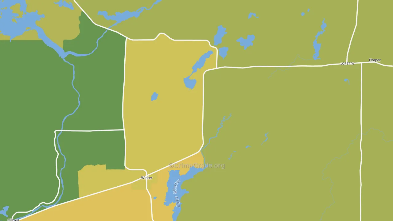 Winter, WI Map of Drug-Related Crime Rates