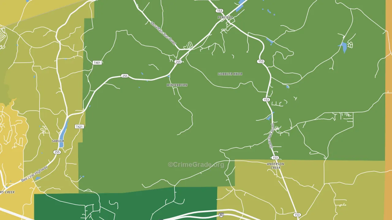Winterburne, PA Map of Drug-Related Crime Rates
