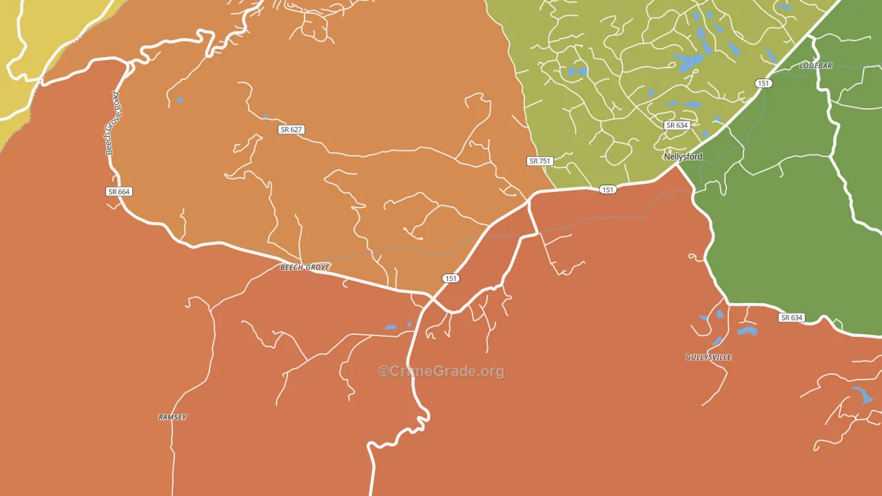 Wintergreen, VA Map of Drug-Related Crime Rates