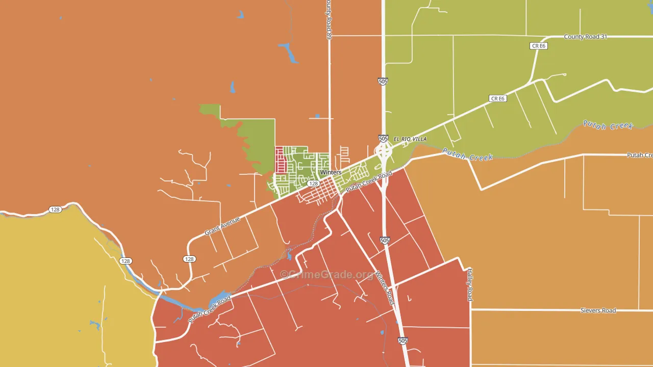 Winters, CA Map of Drug-Related Crime Rates