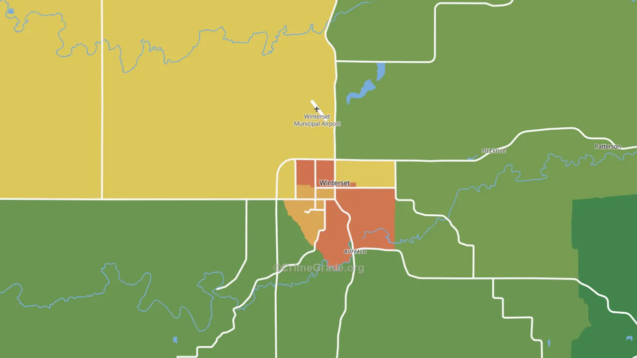Winterset, IA Map of Drug-Related Crime Rates