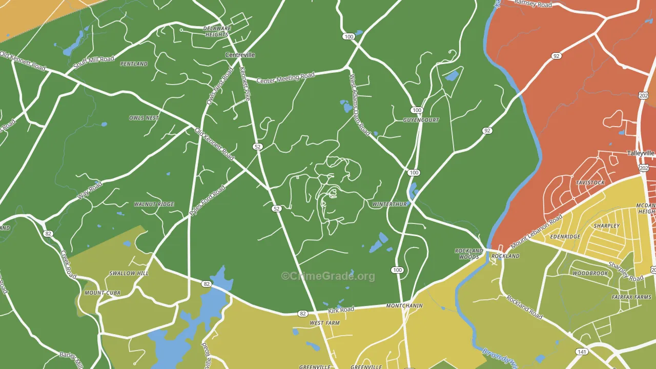 Winterthur, DE Map of Drug-Related Crime Rates