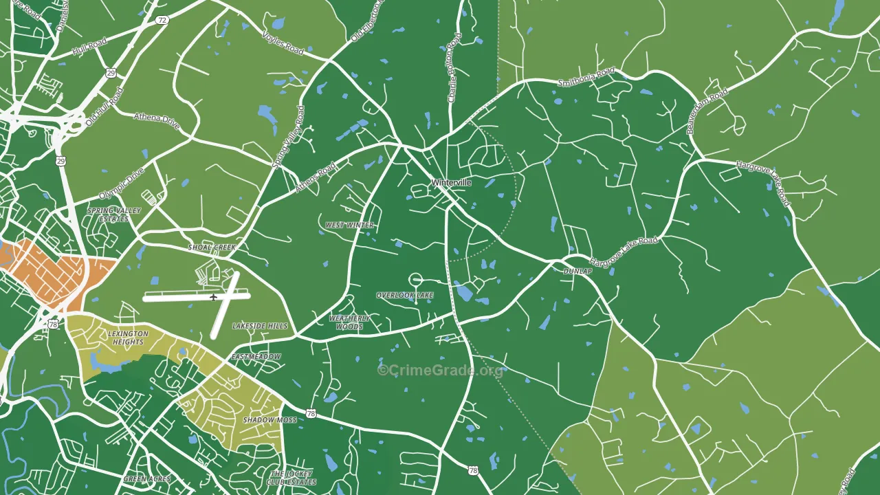 Winterville, GA Map of Drug-Related Crime Rates
