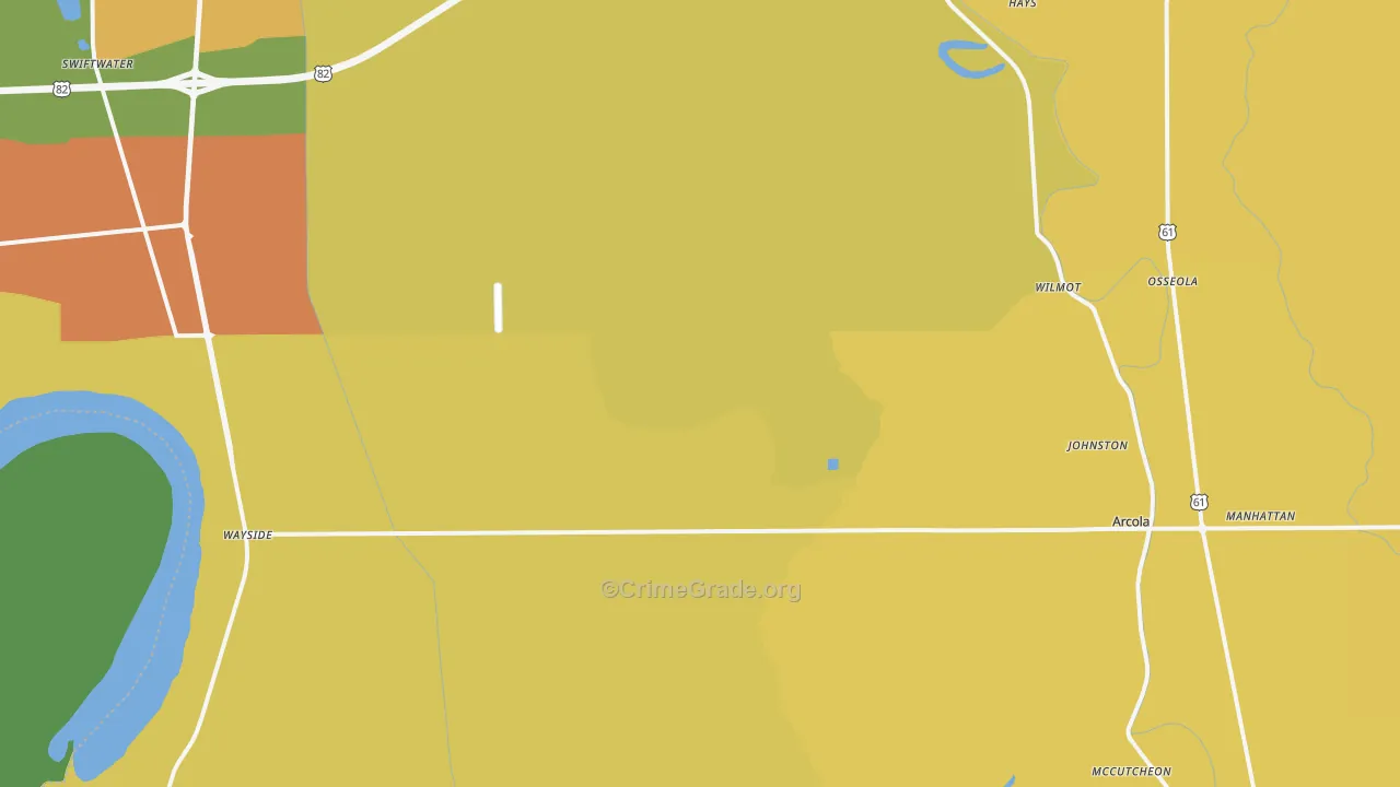 Winterville, MS Map of Drug-Related Crime Rates