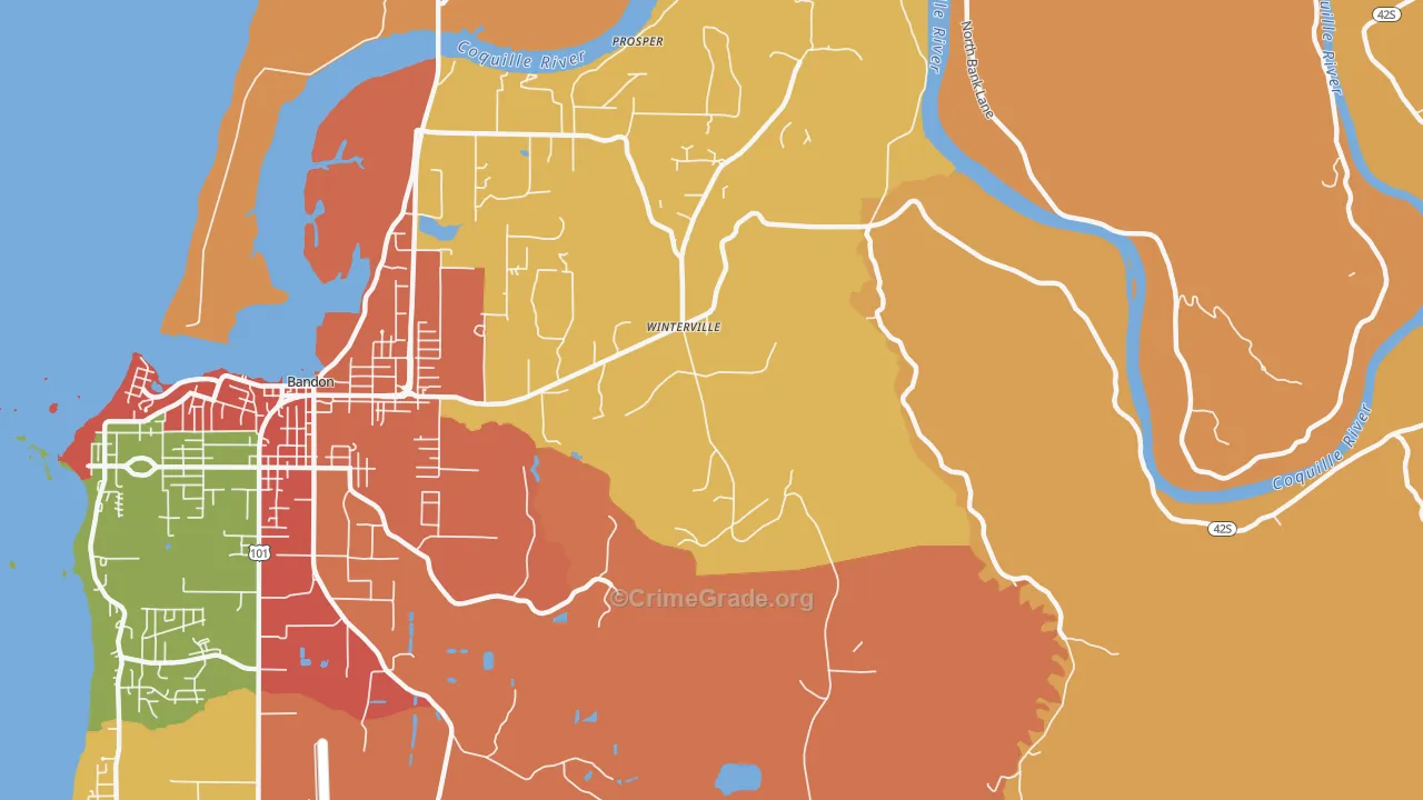 Winterville, OR Map of Drug-Related Crime Rates