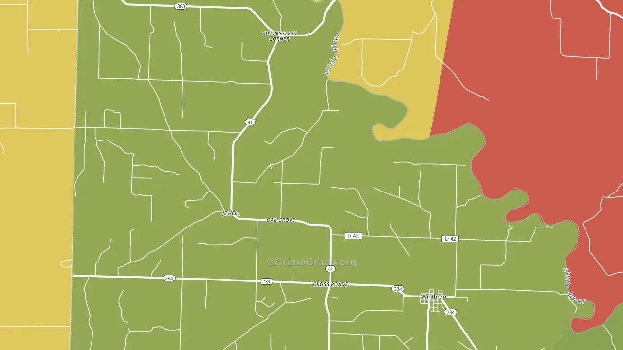 Winthrop, AR Map of Drug-Related Crime Rates