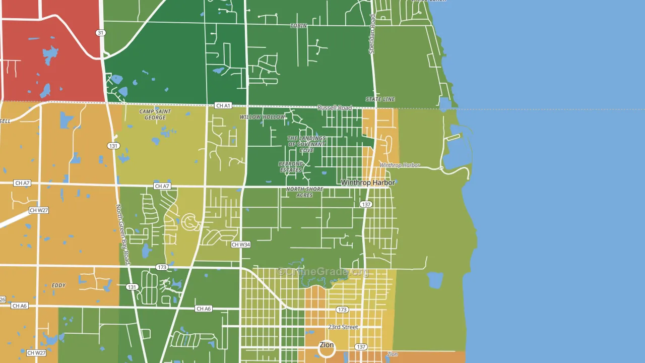 Winthrop Harbor, IL Map of Drug-Related Crime Rates