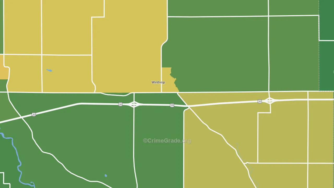 Winthrop, IA Map of Drug-Related Crime Rates