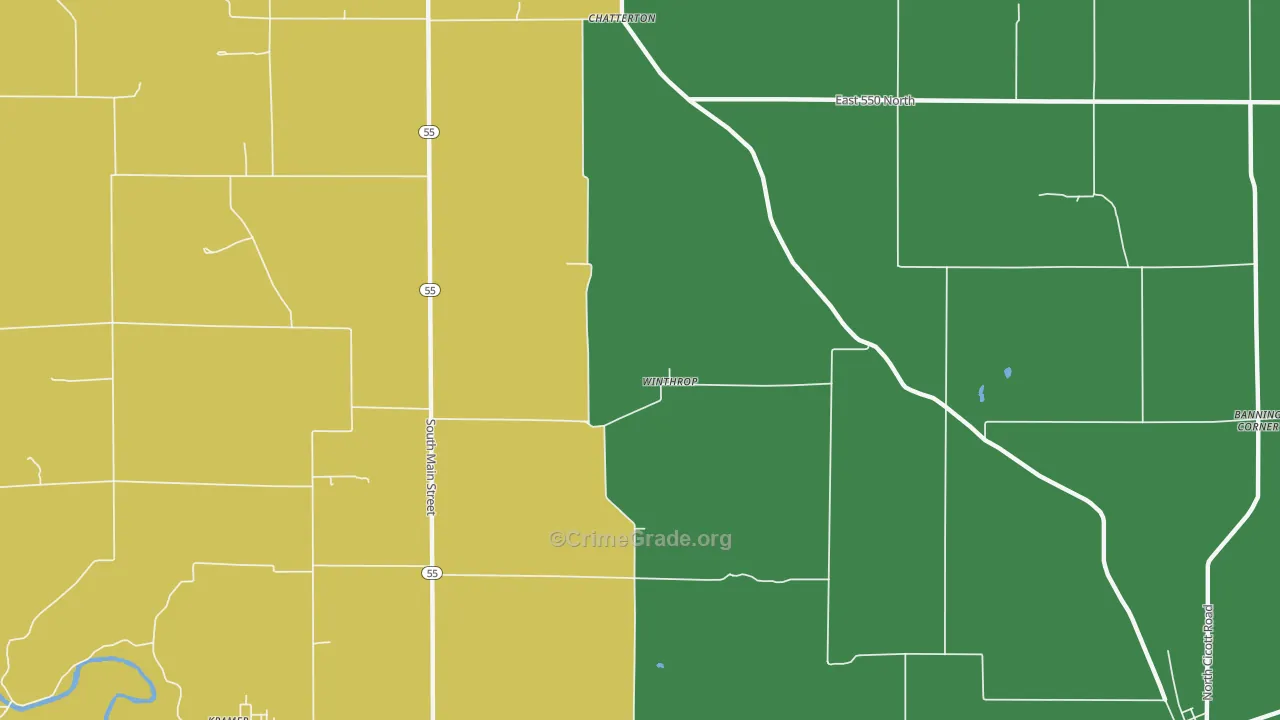 Winthrop, IN Map of Drug-Related Crime Rates