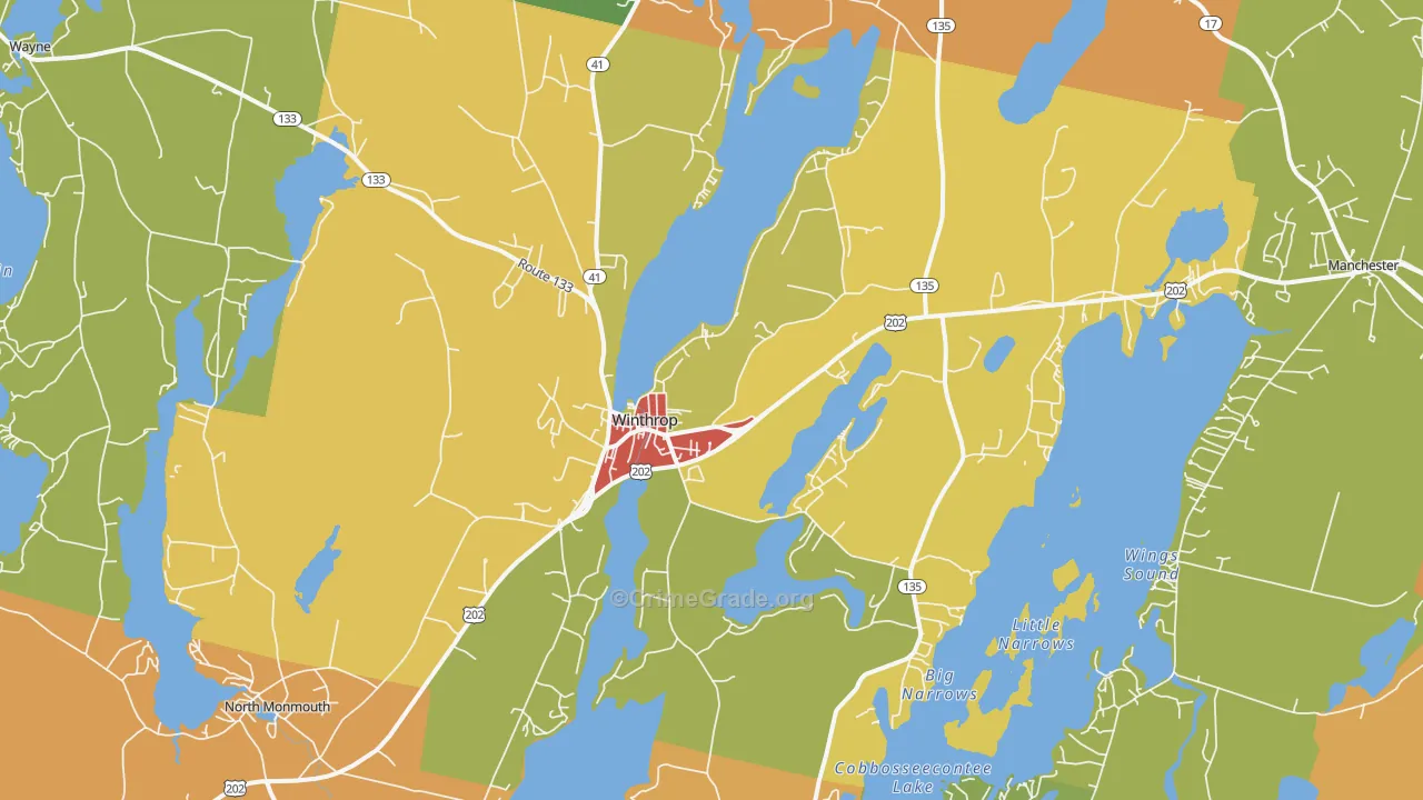 Winthrop, ME Map of Drug-Related Crime Rates