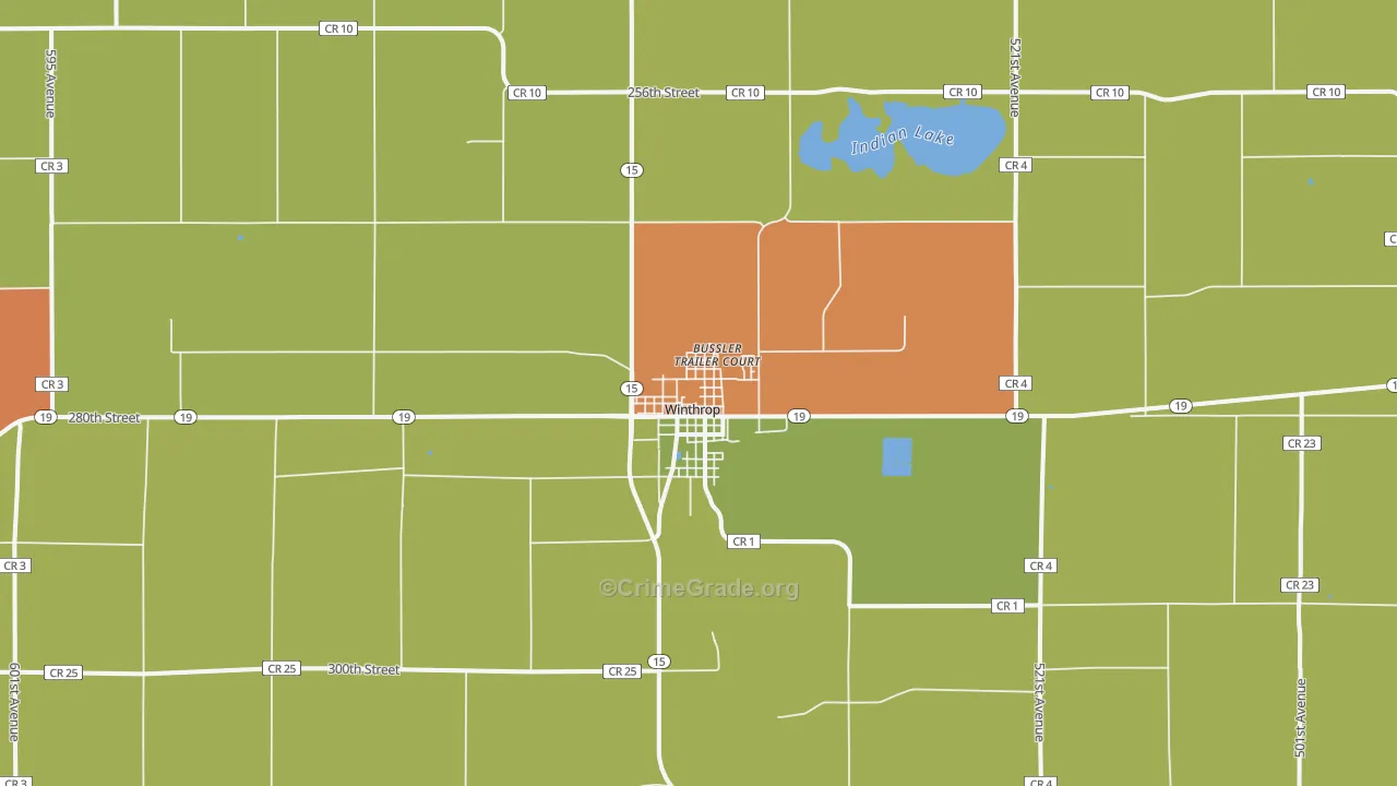 Winthrop, MN Map of Drug-Related Crime Rates