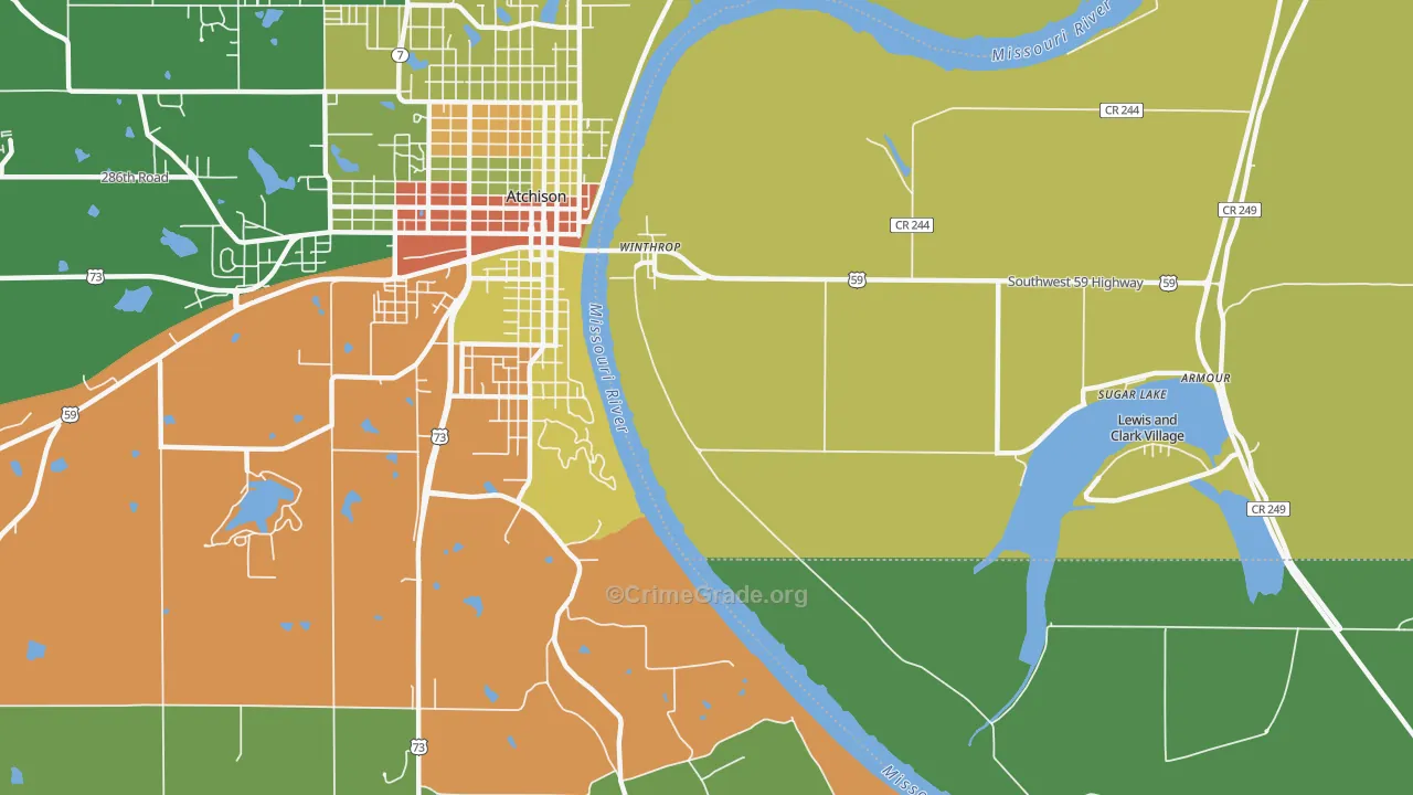 Winthrop, MO Map of Drug-Related Crime Rates